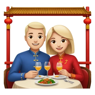 ligth couple having dinner at a Chinese restaurant sticker