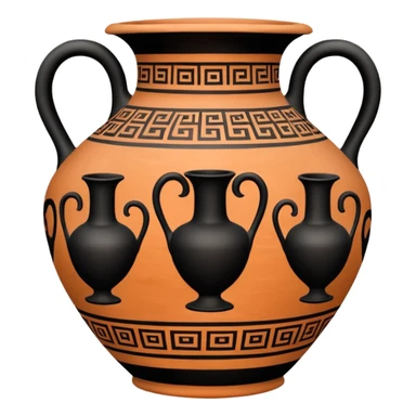 An emoji of an ancient Greek amphora vase with black-figure painting. sticker