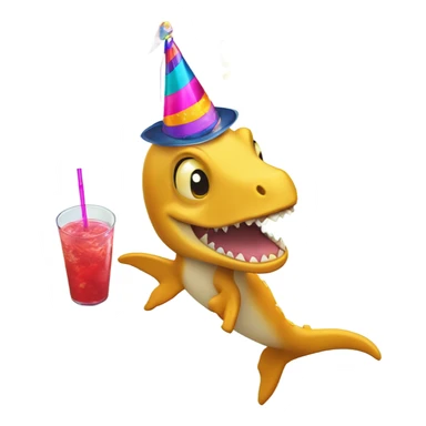 Plesiosaur partying sticker