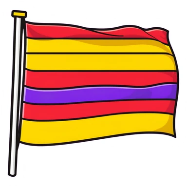 Flag with three horizontal bands - red, yellow, and violet sticker