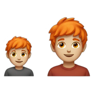 Boy with red jumper and orange hair sticker
