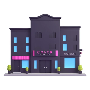 three beauty salon buildings connected by lines sticker