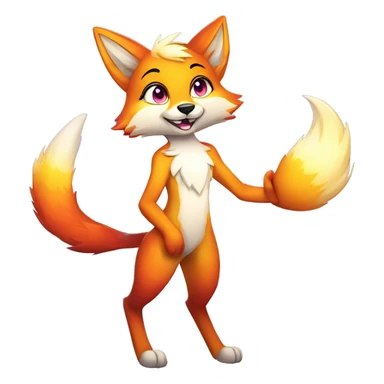 Colorful gradient-shiny-sparkle-fox anthropomorphic furry fursona full body sticker