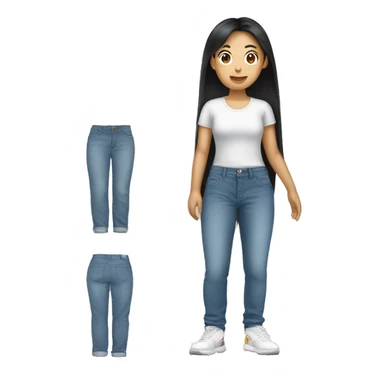 Asian girl wearing baggy jean pants  sticker