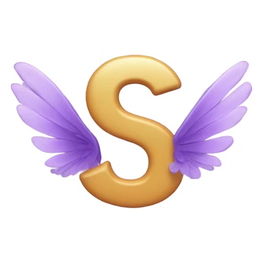 Purple letter S with small wings sticker