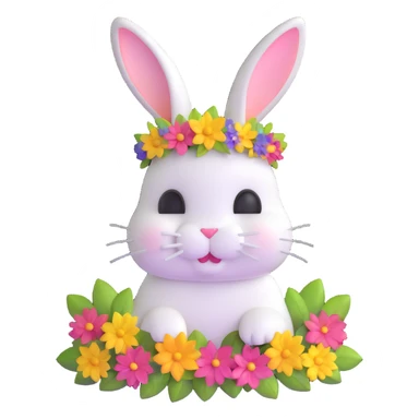 adorable bunny with floral crown sticker