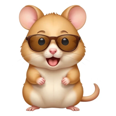 Cute animated hamster wearing sunglasses and screaming sticker