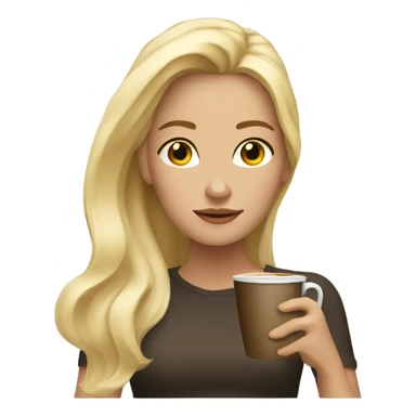 girl with blond hair drinks coffee sticker