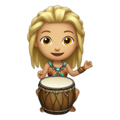 Blond female shaman playing drum sticker