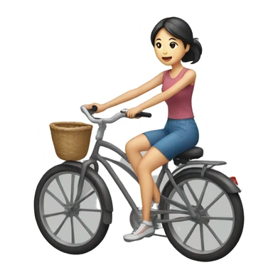 an asian women on a bicycle sticker