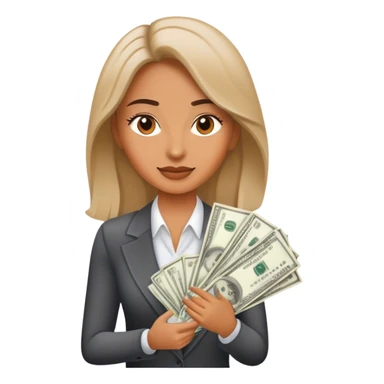 Woman making money real estate sticker
