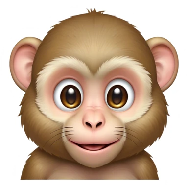Cinematic Cute Macaque Portrait Emoji, Head tilted playfully and inquisitively, with a charmingly mischievous face accented by soft, fuzzy fur and round, sparkling eyes filled with curiosity, Simplified yet irresistibly adorable features, highly detailed, glowing with a warm, friendly glow, high shine, affectionate and lively, stylized with a touch of primate whimsy, bright and endearing, soft glowing outline, capturing the essence of a playful macaque that seems as if it could jump out of the screen into your arms! sticker