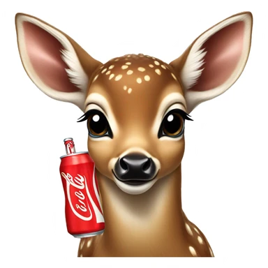 baby deer sipping on Coca Cola No Sugar sticker