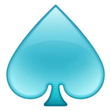 Minimalist blue spade emoji with smooth rounded edges, soft teal-to-cyan gradient, flat vector style, subtle glossy depth, and transparent background. sticker