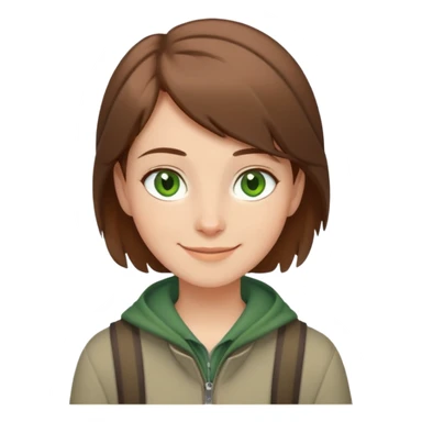 Rudeus Greyrat smiling warmly, green eyes, short brown hair, wearing travel clothes, friendly and kind expression sticker