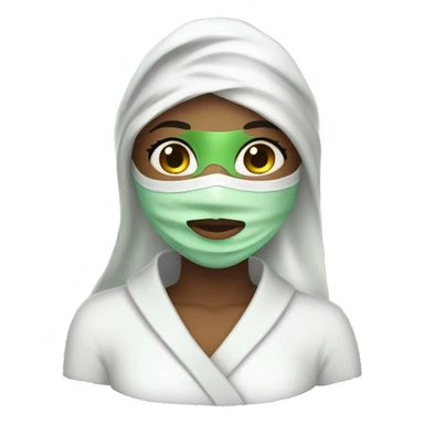 Girl with green spa mask and white robe sticker