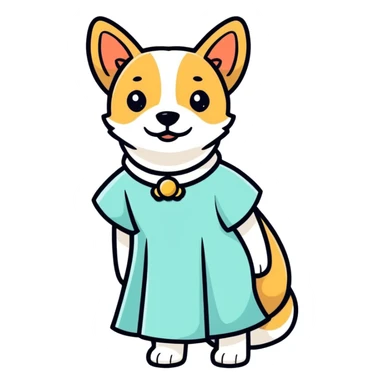 A dog wearing dress sticker