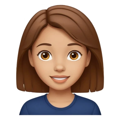 light skin girl with brown hair wearing a navy top, cheerful expression sticker