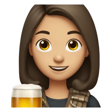 A brunette girl with a beer in her hands sticker