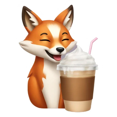 Cute fox drinking an iced latte sticker