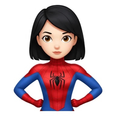 emoji of a girl with black hair wearing a Spiderman suit sticker