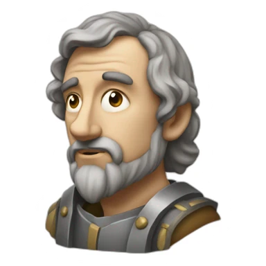 medieval innovator, thinking, concentrated, torso sticker