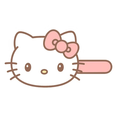 cute Hello Kitty hair pin, pink and white, shaped like Hello Kitty's face with a bow, kawaii style sticker