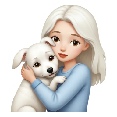 girl with withe girl dog hug and kissing sticker