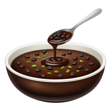 glass bowl with smooth black bean sauce, no spoon sticker
