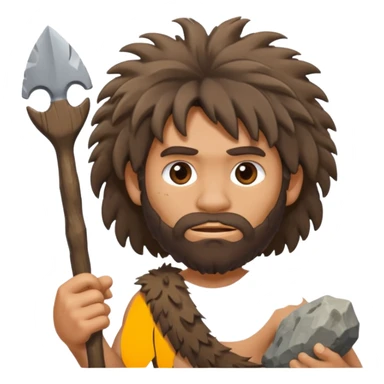 cartoon caveman with messy hair and a stone tool emoji sticker