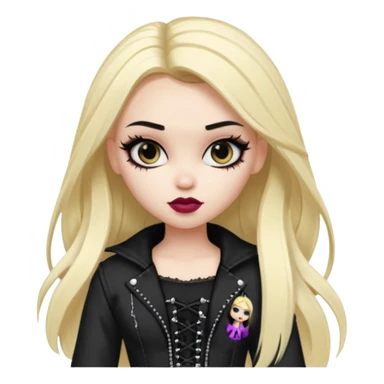 split dye leftside blonde rightside black hair, pretty bratz baddie, gothic clothes sticker