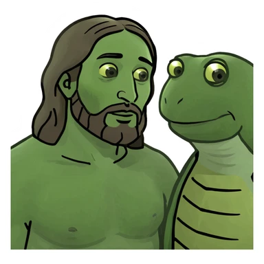Jesus and turtle sticker