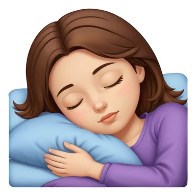 A girl with medium-length brown hair parted in the middle is sleeping sticker