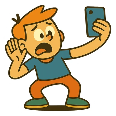 Make the boy's expression funny and exaggerated, keep the vibrant toon style, no background. sticker