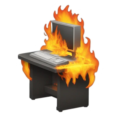 flaming workstation sticker
