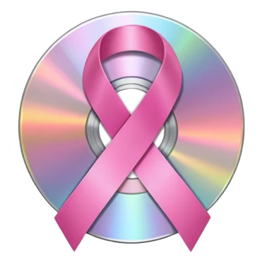 cd with pink ribbon on top sticker