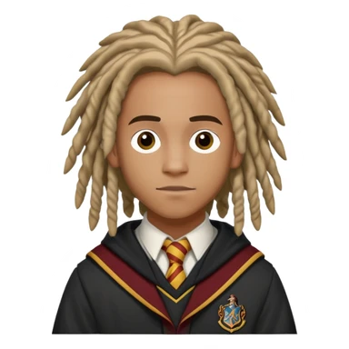 Luke Youngblood is Lee Jordan in harry potter, wear hogwarts uniform, dreadlocks hair sticker