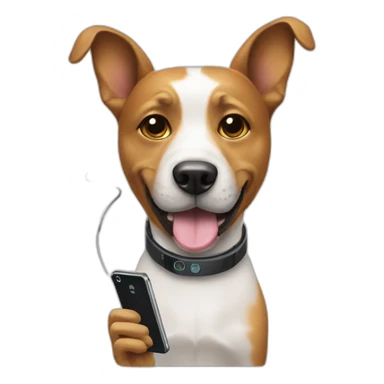 dog with phone head set sticker