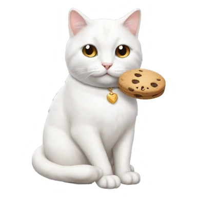 White cat with cookie on its chest  sticker