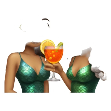 Three beautiful mermaids (light skin) drinking aperol sticker