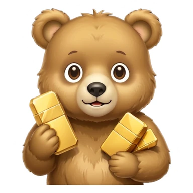 Cute bear with a gold bar sticker