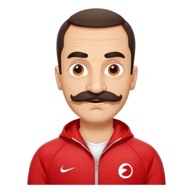 Recep İvedik Turkish comedy character with thick mustache bushy eyebrows red tracksuit making a funny face sticker