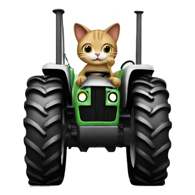 Cat driving tractor sticker