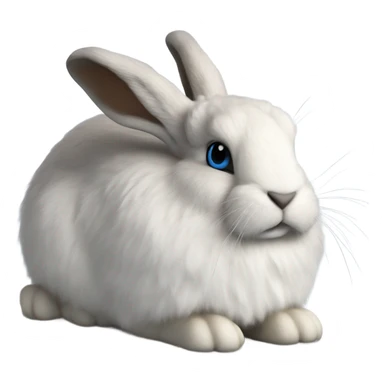 snowshoe hare very fluffy, no legs. laying down, side view, blue eyes sticker