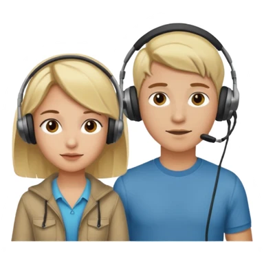 pc gamer very blonde boy and latina girl with brown hair  headsets sticker