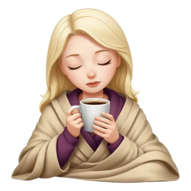 White Girl inside a blanket sipping coffee eyes closed sticker