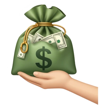 a hand holding a bag of money sticker