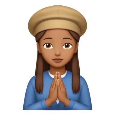 A BROWN MOTIVATIONAL woman WITH A CAP ON WITH PRAYING HANDS sticker