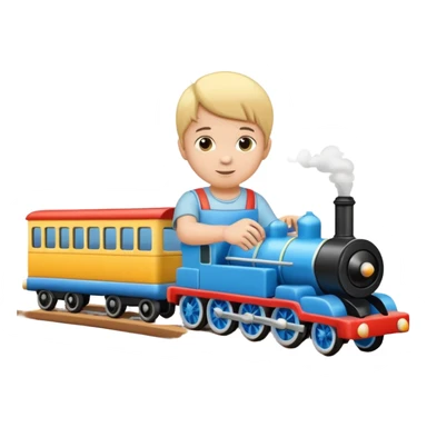 child playing with both toy cars and trains sticker