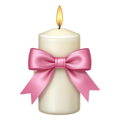 white candle with a pink bow sticker